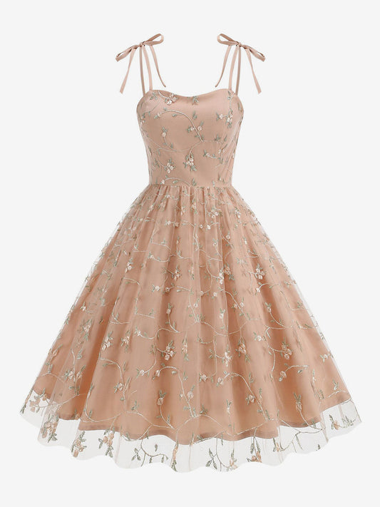 Apricot Floral Sheer Midi Dress — view 11