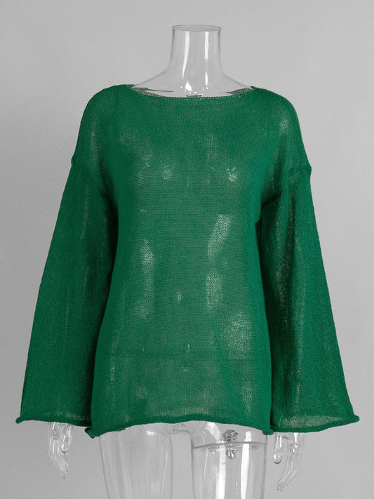 Charcoal Long-Sleeve Relaxed Sheer Jumper — view 2