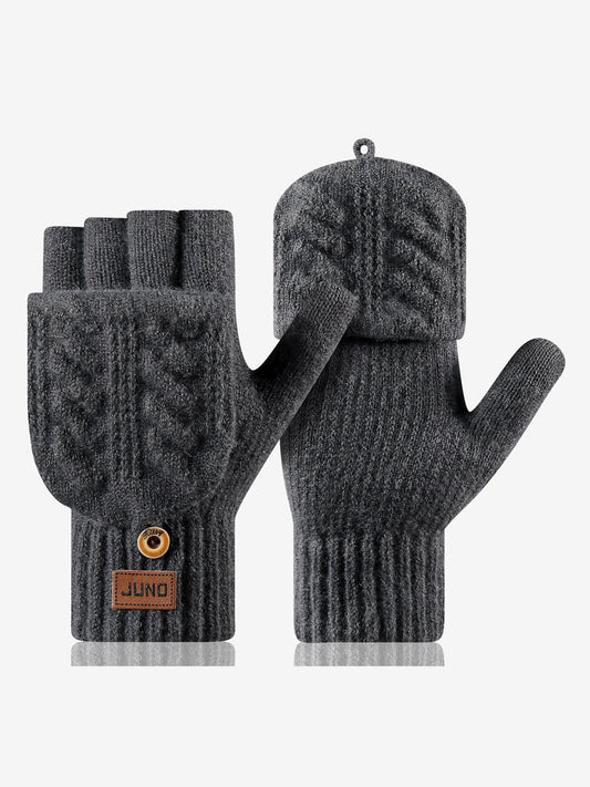 charcoal knitted gloves — view 1