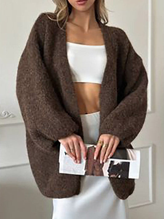 Charcoal Relaxed Knitted Cardigan — view 1