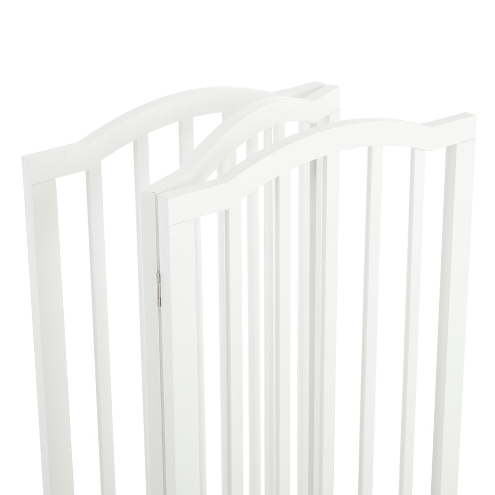 3-Panel Wooden Folding Pet Playpen Freestanding Dog Safety Gate White