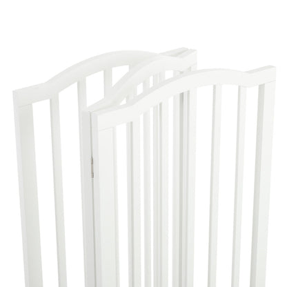 3-Panel Wooden Folding Pet Playpen Freestanding Dog Safety Gate White
