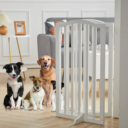 3-Panel Wooden Folding Pet Playpen Freestanding Dog Safety Gate White