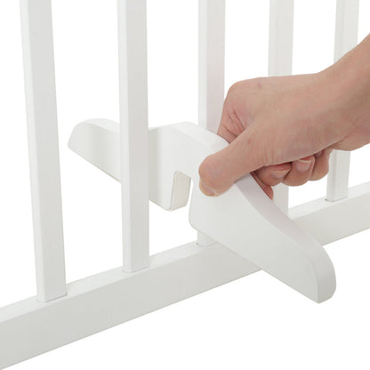 3-Panel Wooden Folding Pet Playpen Freestanding Dog Safety Gate White