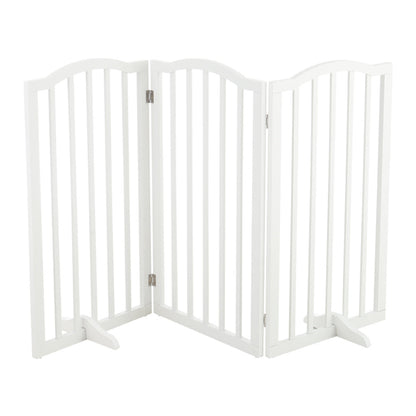 3-Panel Wooden Folding Pet Playpen Freestanding Dog Safety Gate White