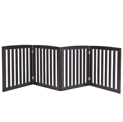 Shopllo 24" Foldable Pet Gate - 4-Panel Wooden Dog Fence, Brown