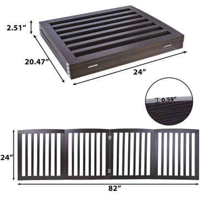 Shopllo 24" Foldable Pet Gate - 4-Panel Wooden Dog Fence, Brown