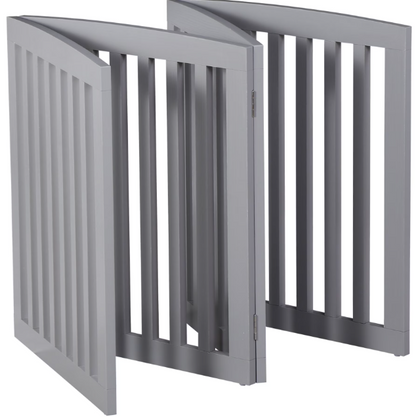 Shopllo 24" Foldable Pet Gate - 4-Panel Wooden Dog Fence, Light Gray