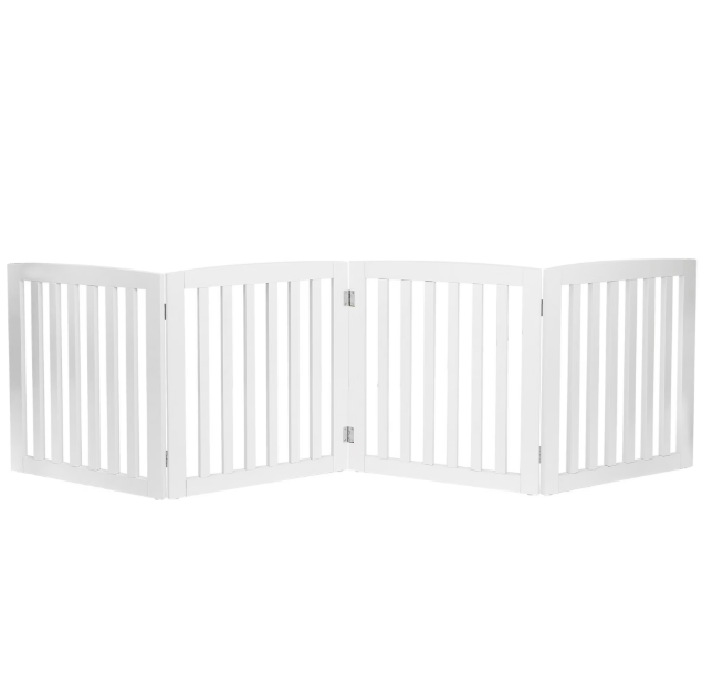 Shopllo 24" Foldable Pet Gate - 4-Panel Wooden Dog Fence, White