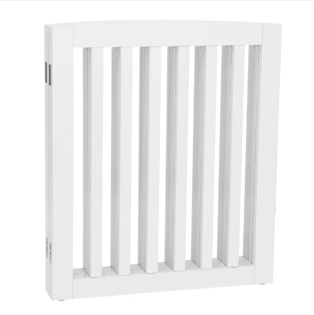 Shopllo 24" Foldable Pet Gate - 4-Panel Wooden Dog Fence, White