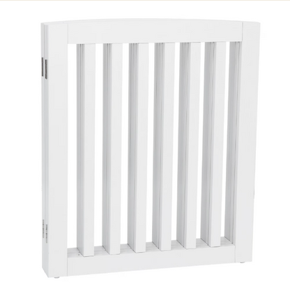 Shopllo 24" Foldable Pet Gate - 4-Panel Wooden Dog Fence, White
