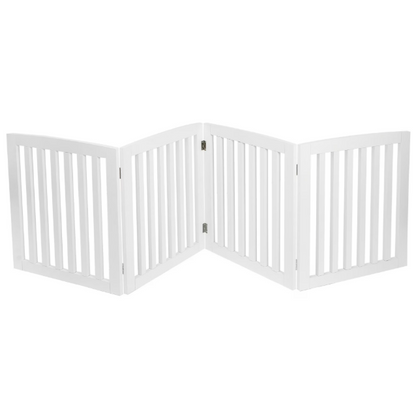 Shopllo 24" Foldable Pet Gate - 4-Panel Wooden Dog Fence, White