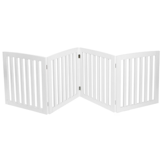 Shopllo 24" Foldable Pet Gate - 4-Panel Wooden Dog Fence, White