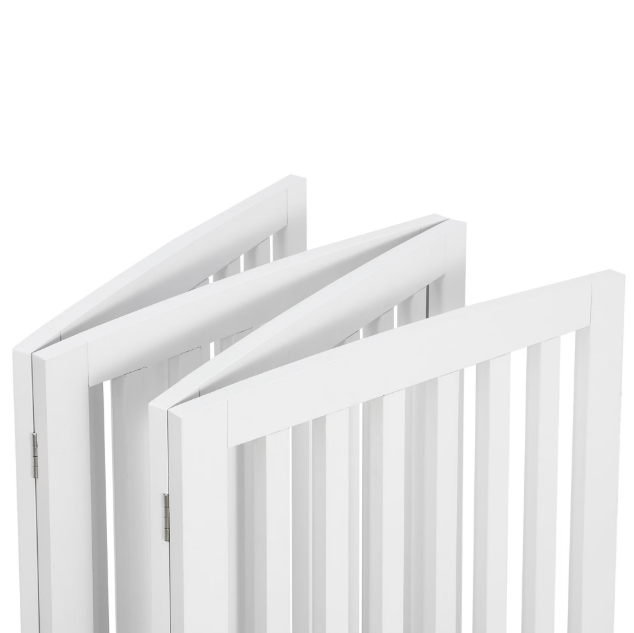 Shopllo 24" Foldable Pet Gate - 4-Panel Wooden Dog Fence, White