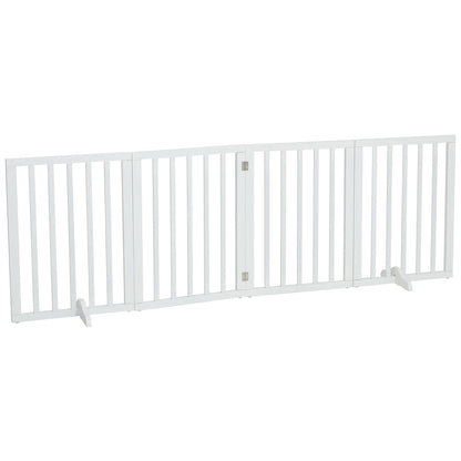 4-Panel Wooden Folding Pet Playpen Freestanding Dog Safety Gate
