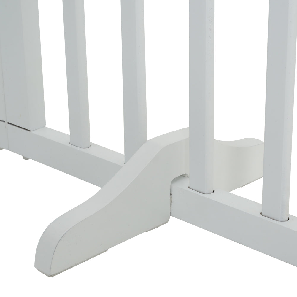4-Panel Wooden Folding Pet Playpen Freestanding Dog Safety Gate
