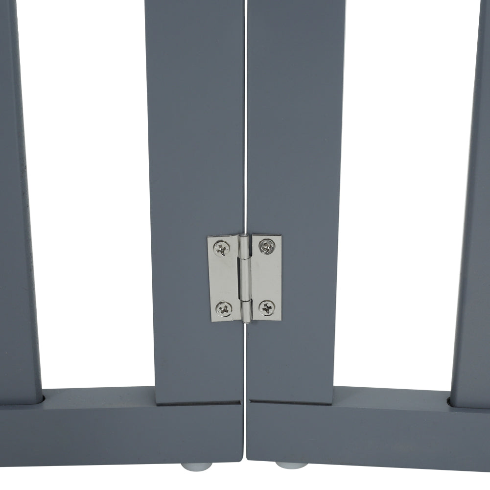 4-Panel Wooden Folding Pet Playpen Freestanding Dog Safety Gate