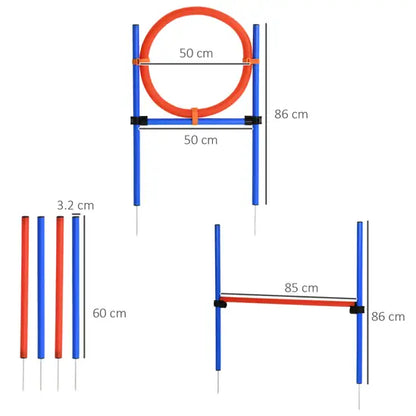 Dog Agility Training Kit Pet Obstacle Course Set with Jump Hoop Hurdles Weave Poles