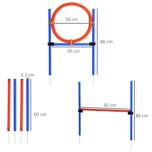 Dog Agility Training Kit Pet Obstacle Course Set with Jump Hoop Hurdles Weave Poles