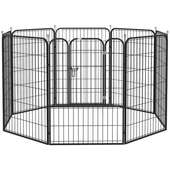 8-Panel Heavy Duty Metal Dog Playpen Indoor Outdoor Foldable Puppy Exercise Fence Black