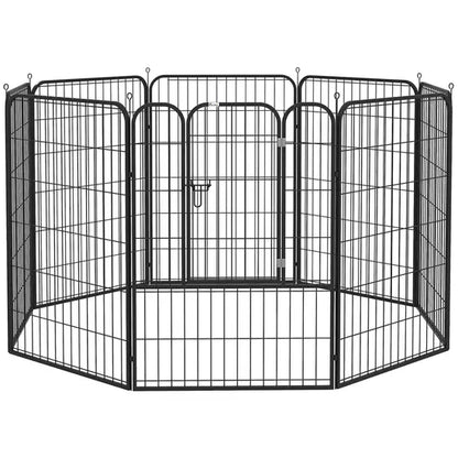 8-Panel Heavy Duty Metal Dog Playpen Indoor Outdoor Foldable Puppy Exercise Fence Black