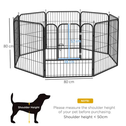 8-Panel Heavy Duty Metal Dog Playpen Indoor Outdoor Foldable Puppy Exercise Fence Black