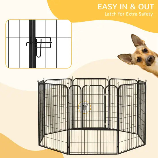 8-Panel Heavy Duty Metal Dog Playpen Indoor Outdoor Foldable Puppy Exercise Fence Black