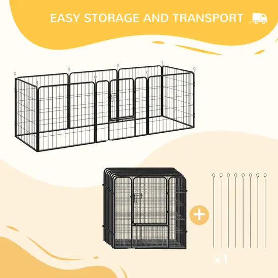 8-Panel Heavy Duty Metal Dog Playpen Indoor Outdoor Foldable Puppy Exercise Fence Black