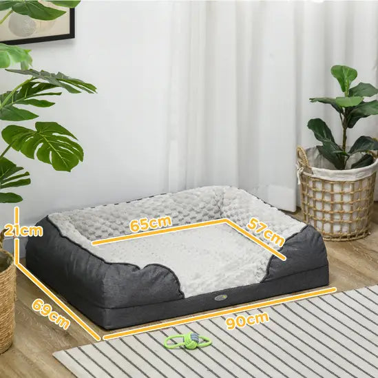 Calming Dog Bed Large Bolster Pet Mattress Washable Cushion Grey 25kg Max