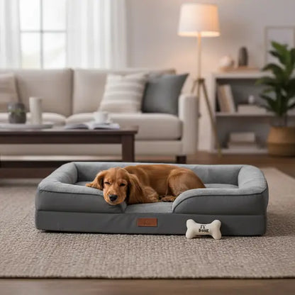 Plush Velvet Orthopaedic Dog Bed Large Memory Foam Pet Sofa Washable Cushion