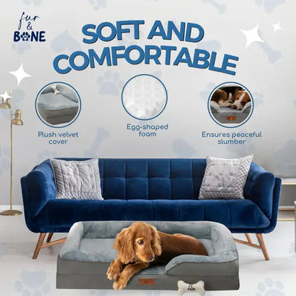 Plush Velvet Orthopaedic Dog Bed Large Memory Foam Pet Sofa Washable Cushion