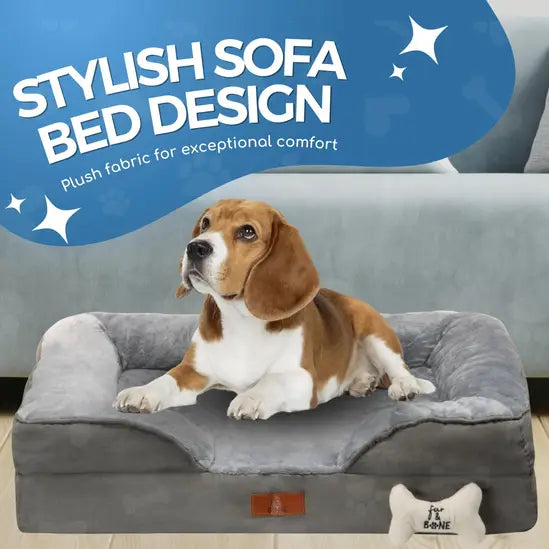 Plush Velvet Orthopaedic Dog Bed Large Memory Foam Pet Sofa Washable Cushion