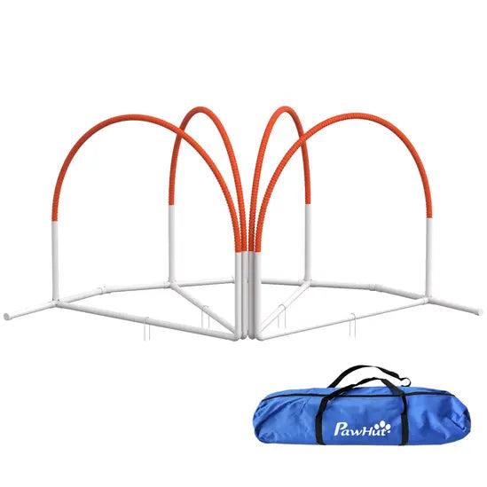 4-Piece Dog Agility Training Kit Pet Obstacle Course Set with Jump Ring Weave Poles
