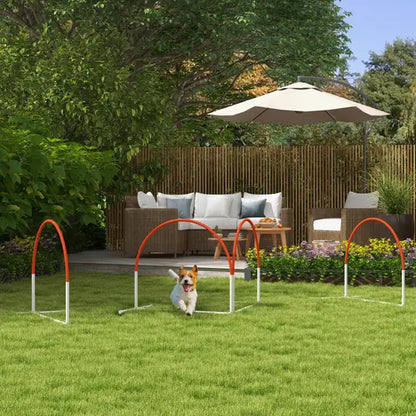 4-Piece Dog Agility Training Kit Pet Obstacle Course Set with Jump Ring Weave Poles