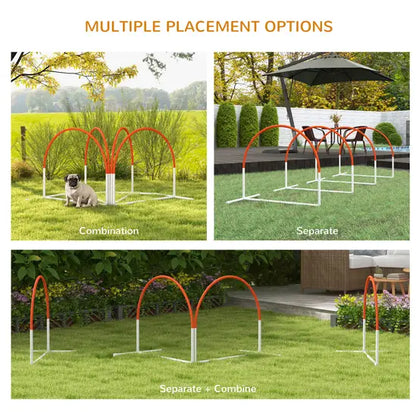 4-Piece Dog Agility Training Kit Pet Obstacle Course Set with Jump Ring Weave Poles