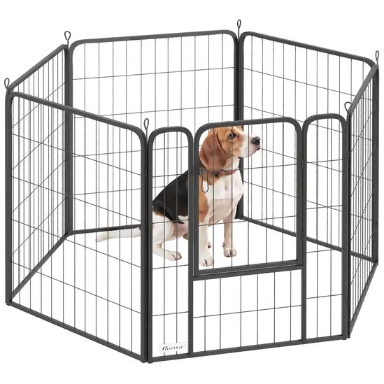 6-Panel Heavy Duty Metal Dog Playpen 80cm High Foldable Puppy Exercise Fence Black