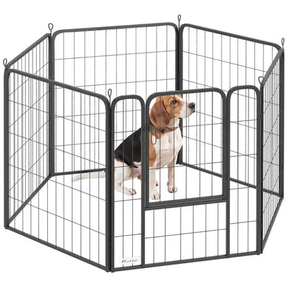6-Panel Heavy Duty Metal Dog Playpen 80cm High Foldable Puppy Exercise Fence Black