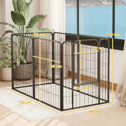 6-Panel Heavy Duty Metal Dog Playpen 80cm High Foldable Puppy Exercise Fence Black