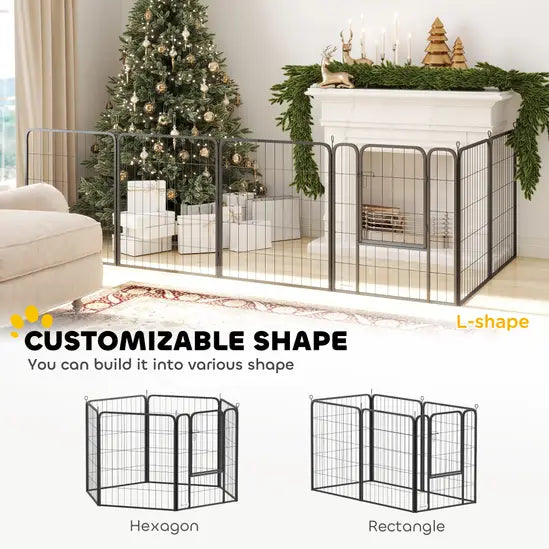 6-Panel Heavy Duty Metal Dog Playpen 80cm High Foldable Puppy Exercise Fence Black