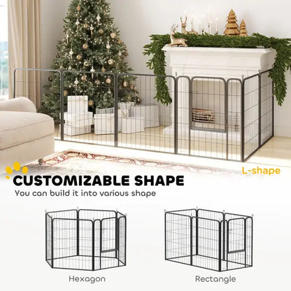 6-Panel Heavy Duty Metal Dog Playpen 80cm High Foldable Puppy Exercise Fence Black