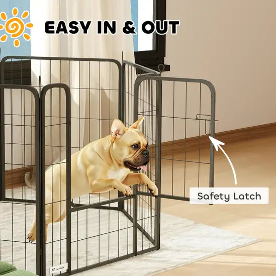 6-Panel Heavy Duty Metal Dog Playpen 80cm High Foldable Puppy Exercise Fence Black