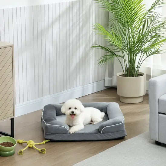 Cooling Gel Memory Foam Dog Sofa Bed Large Orthopedic Washable Bolster Pet Mattress Grey