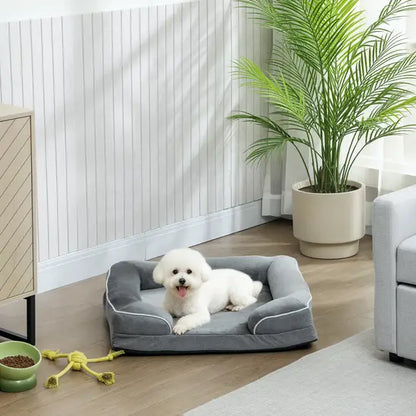 Cooling Gel Memory Foam Dog Sofa Bed Large Orthopedic Washable Bolster Pet Mattress Grey