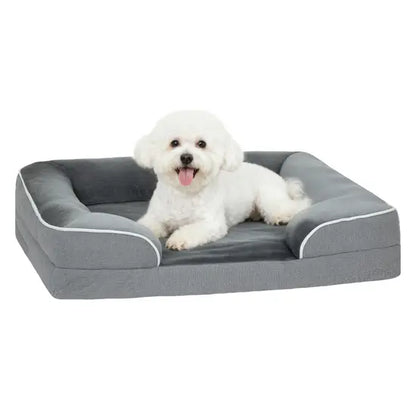 Cooling Gel Memory Foam Dog Sofa Bed Large Orthopedic Washable Bolster Pet Mattress Grey
