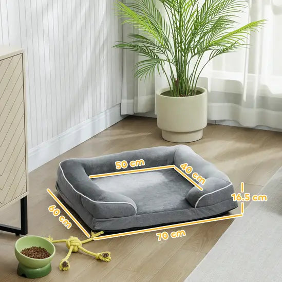 Cooling Gel Memory Foam Dog Sofa Bed Large Orthopedic Washable Bolster Pet Mattress Grey