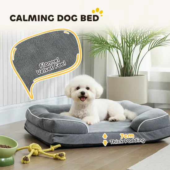 Cooling Gel Memory Foam Dog Sofa Bed Large Orthopedic Washable Bolster Pet Mattress Grey