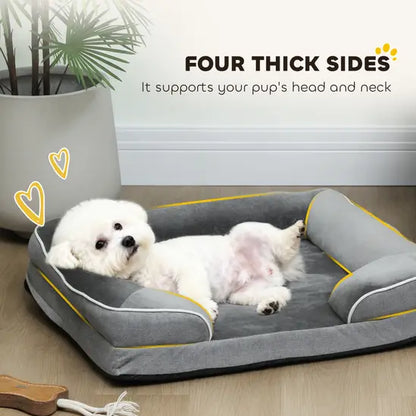Cooling Gel Memory Foam Dog Sofa Bed Large Orthopedic Washable Bolster Pet Mattress Grey