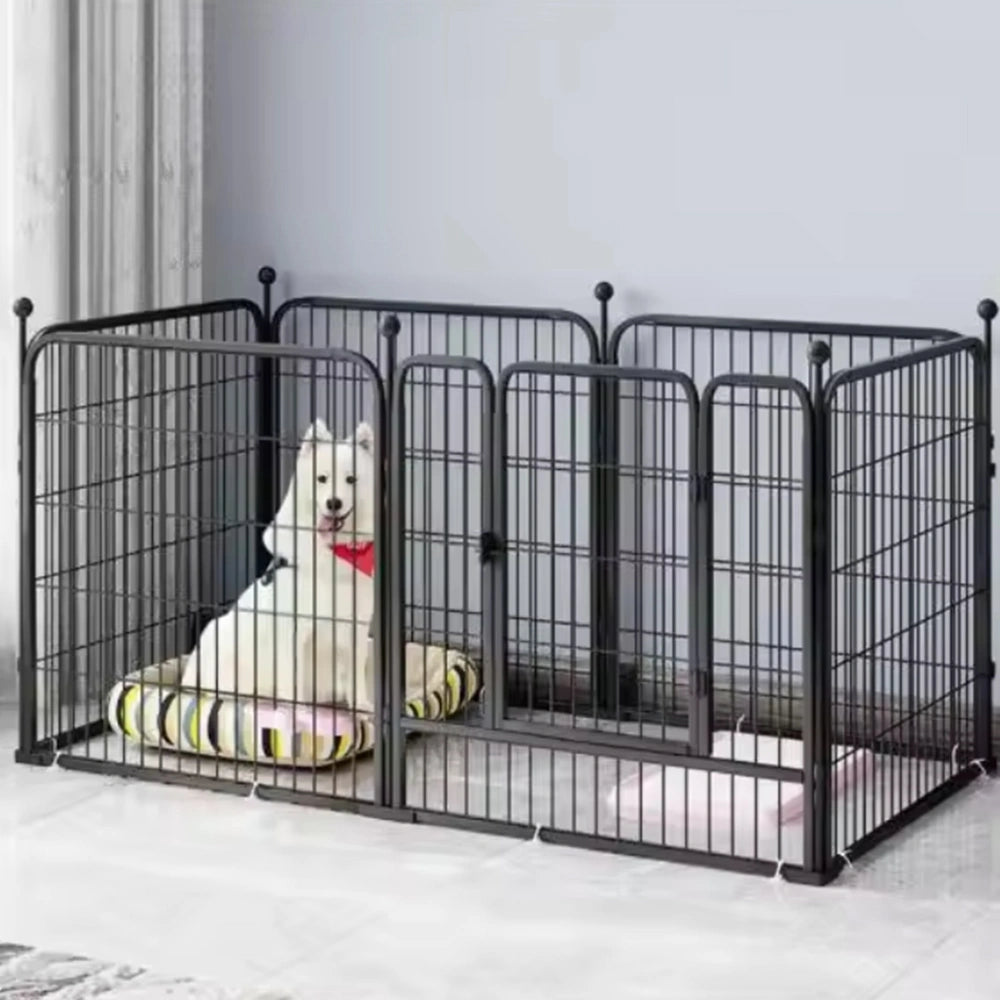 6-Panel Metal Dog Playpen Indoor Outdoor Foldable Puppy Exercise Fence Black