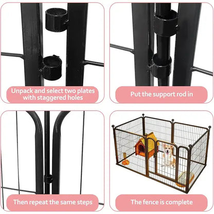 6-Panel Metal Dog Playpen Indoor Outdoor Foldable Puppy Exercise Fence Black