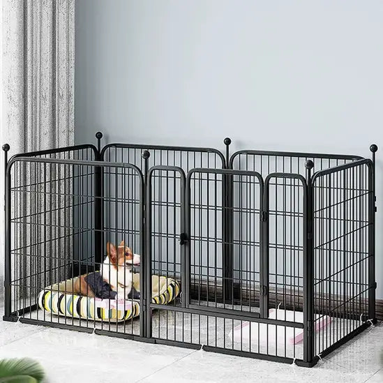 6-Panel Metal Dog Playpen Indoor Outdoor Foldable Puppy Exercise Fence Black